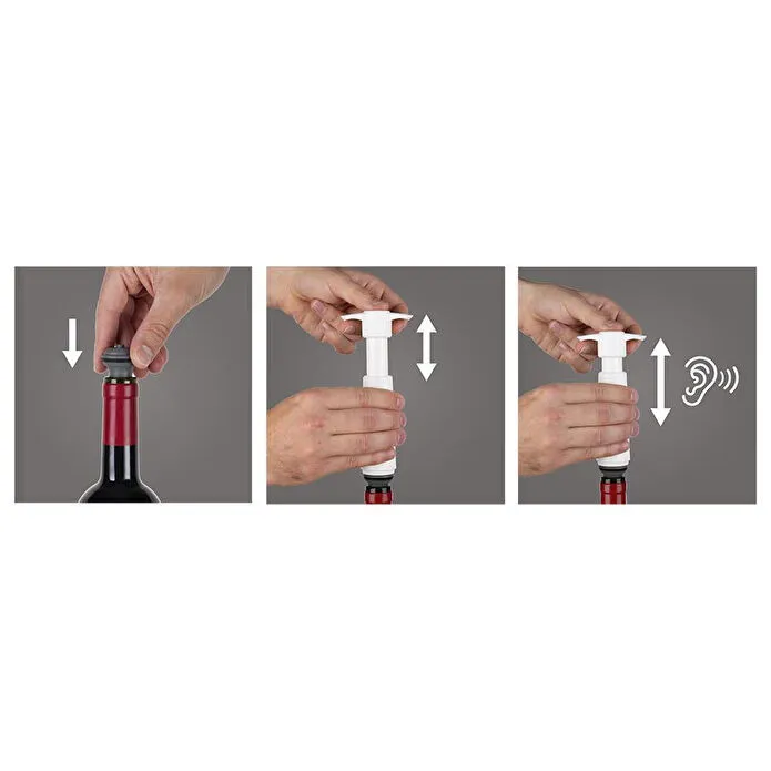 Vacu Vin Şarap Koruyucu Beyaz 1 Pompa 1 Şarap Tıpası Beyaz