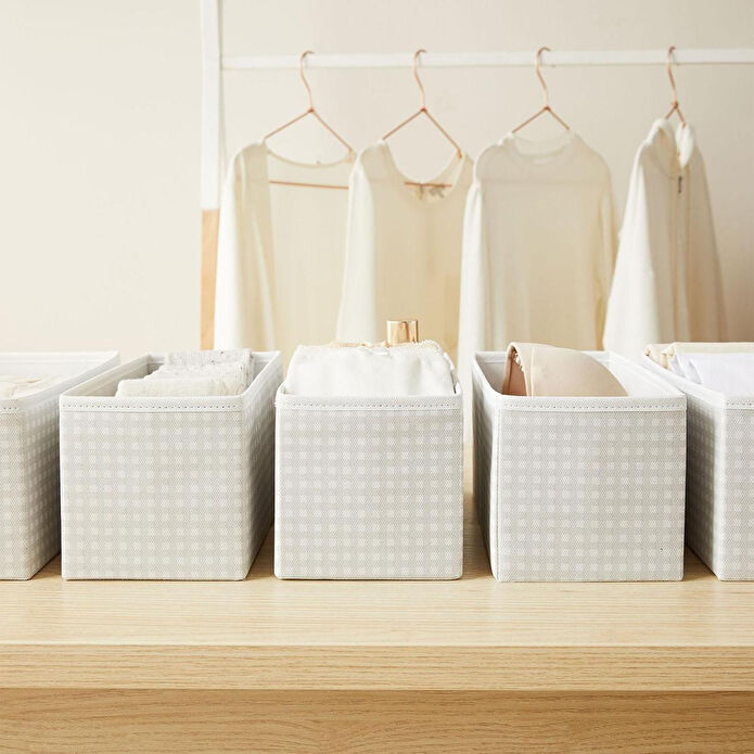 Home Wave 6'lı Gri Pötikare Çekmece İçi Düzenleyici Kutu 2 Adet 28 X 28 X 13 / 2 Adet 28 X 13 X 13 / 2 Adet 14 X 14 X 13 Cm