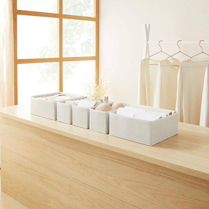 Home Wave 6'lı Gri Pötikare Çekmece İçi Düzenleyici Kutu 2 Adet 28 X 28 X 13 / 2 Adet 28 X 13 X 13 / 2 Adet 14 X 14 X 13 Cm