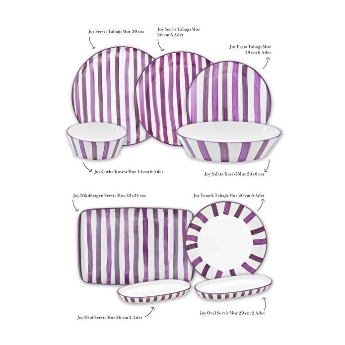 The Mia Joy Yemek Takımı 6 Kişilik 31 Parça Mor 3101