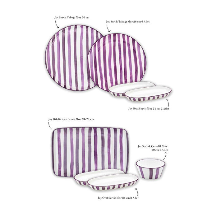 The Mia Joy Kahvaltı Takımı 6 Kişilik 18 Parça Mor 1802