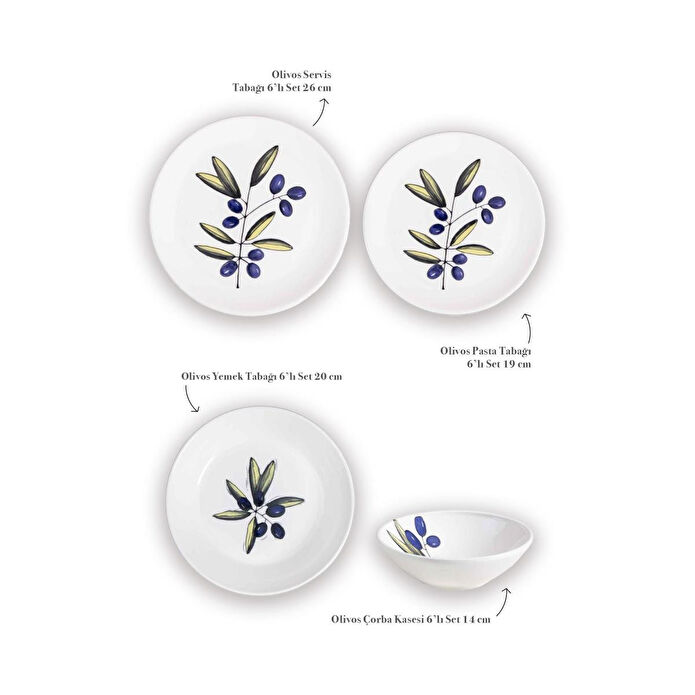 The Mia Olivos 6 Kişilik Yemek Takımı 24 Parça Set 1