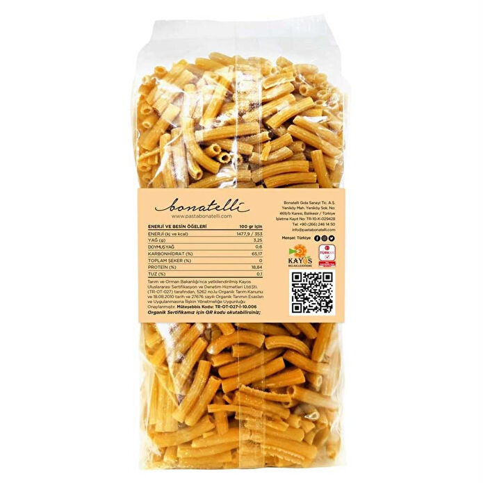 Bonatelli 8li Organik Nohut Unlu Dirsek Makarna
