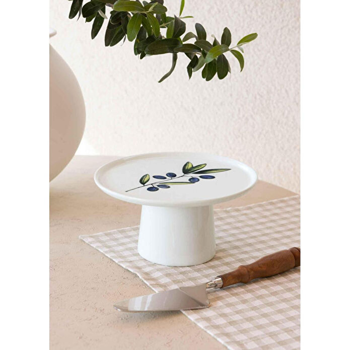 The Mia Olivos Ayaklı Servis Tabağı 10x19 Cm