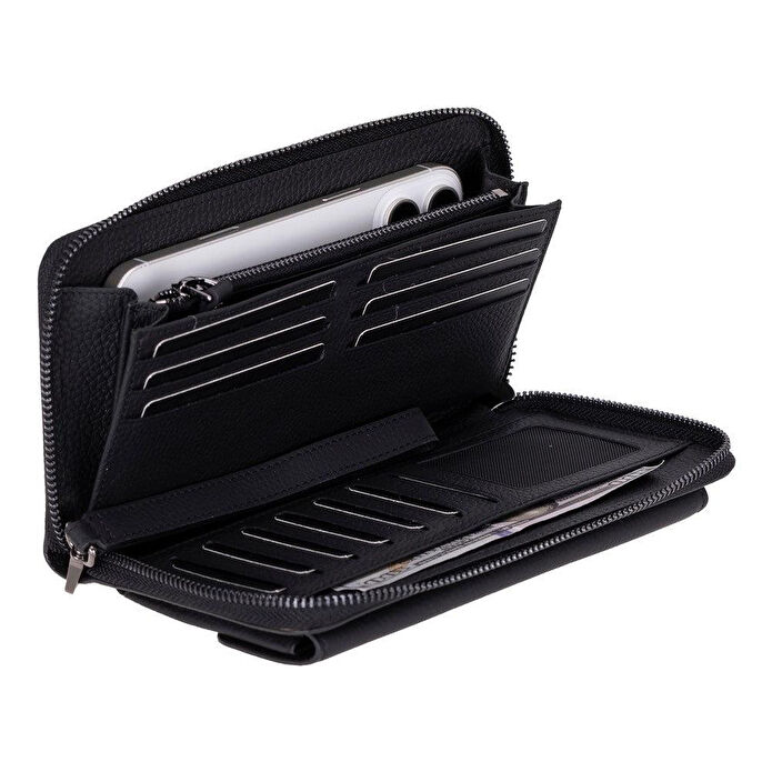 Bloominbag Bloomporter Shadow Black Hakiki Deri Telefon Bölmeli Cüzdan