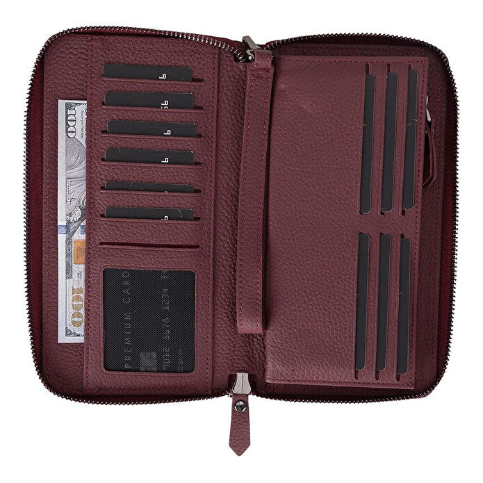 Bloominbag Bloomporter Pebble Bordeaux Hakiki Deri Telefon Bölmeli Cüzdan