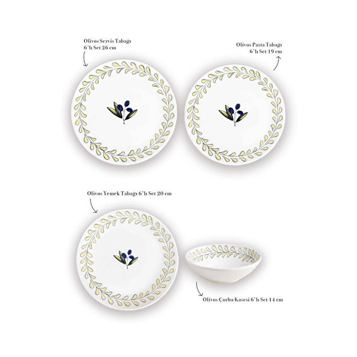 The Mia Olivos 6 Kişilik Yemek Takımı 24 Parça Set 2