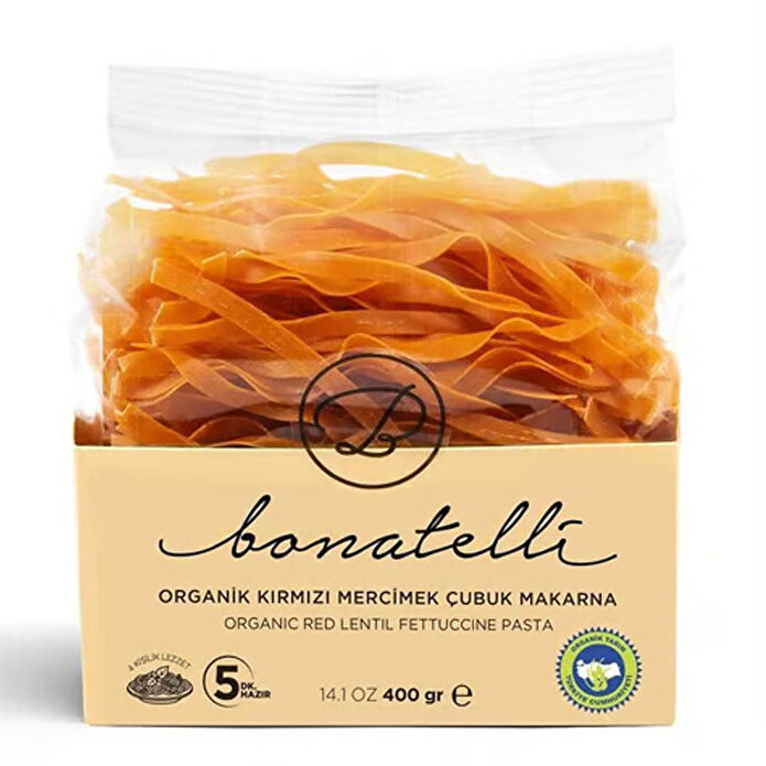 Bonatelli Organik Kırmızı Mercimek Çubuk Makarna 400 G