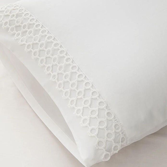 Penelope %100 Pamuk Saten Kumaş Nevresim Seti 200x220 Cm Beyaz - Manuela Serisi