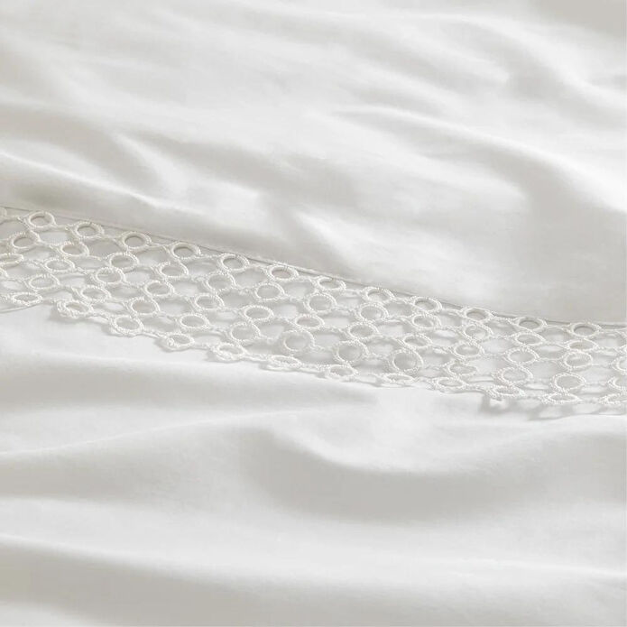 Penelope %100 Pamuk Saten Kumaş Nevresim Seti 200x220 Cm Beyaz - Manuela Serisi