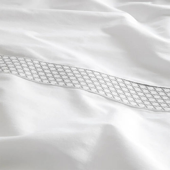 Penelope %100 Pamuk Saten Kumaş Nevresim Seti 200x220 Cm Beyaz Mavi - Regina Serisi