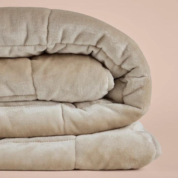 Penelope Çift Kişilik Çift Taraflı Welsoft Yorgan Taş 195x215 Cm - Velour Serisi