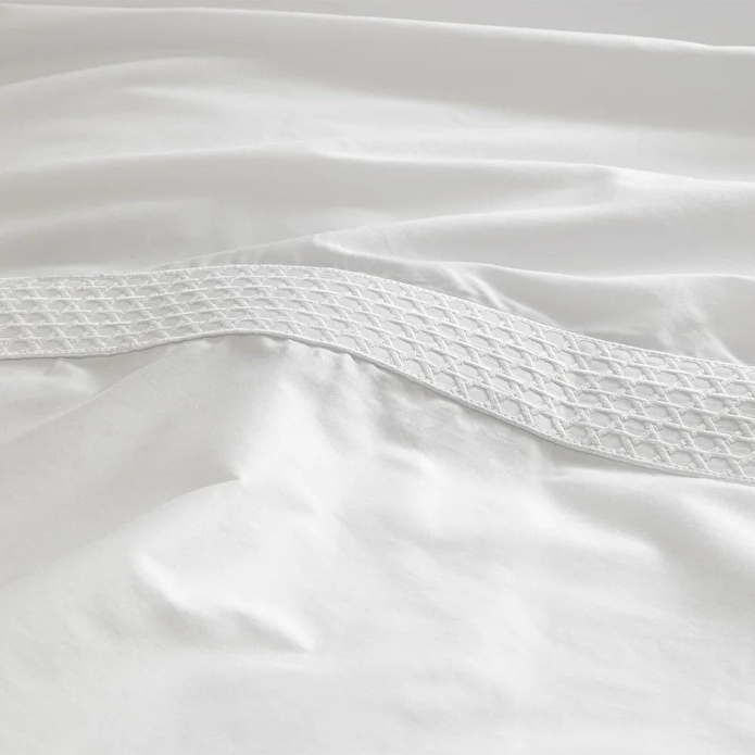 Penelope %100 Pamuk Saten Kumaş Nevresim Seti 200x220 Cm Beyaz - Regina Serisi
