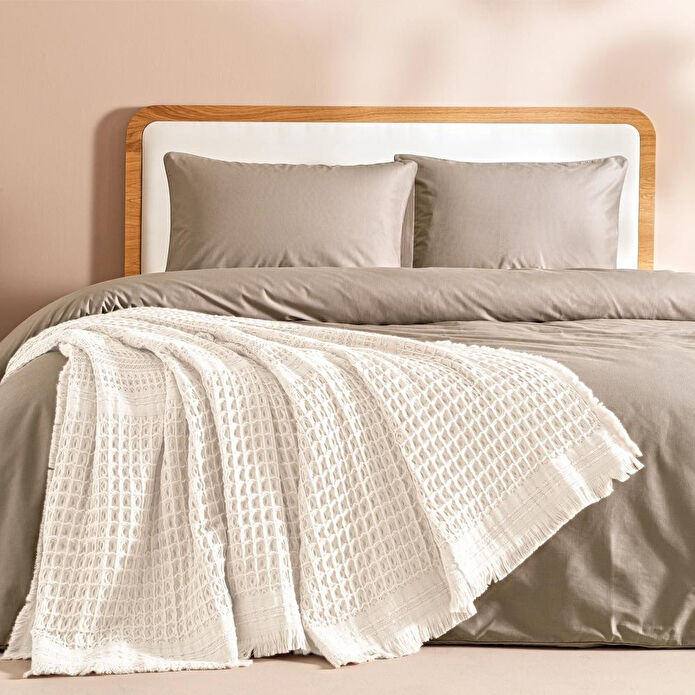 Penelope %100 Pamuk Dokuma Yatak Örtüsü 240x250 Cm Beyaz - Belinda Serisi