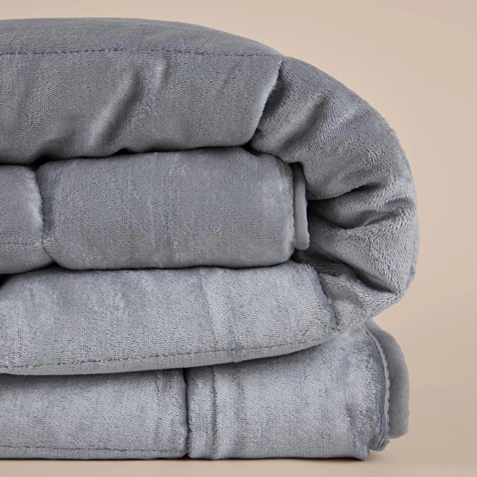 Penelope Tek Kişilik Çift Taraflı Welsoft Yorgan Gri 155x215 Cm - Velour Serisi