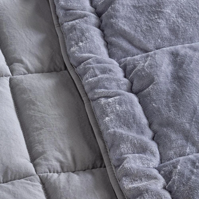 Penelope Tek Kişilik Çift Taraflı Welsoft Yorgan Gri 155x215 Cm - Velour Serisi