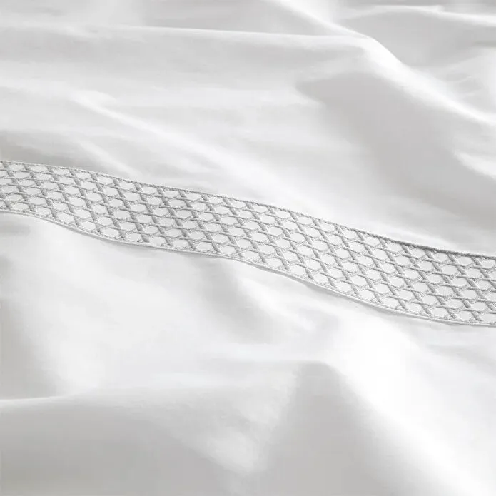 Penelope %100 Pamuk Saten Kumaş Nevresim Seti 260x240 Cm Beyaz Mavi - Regina Serisi