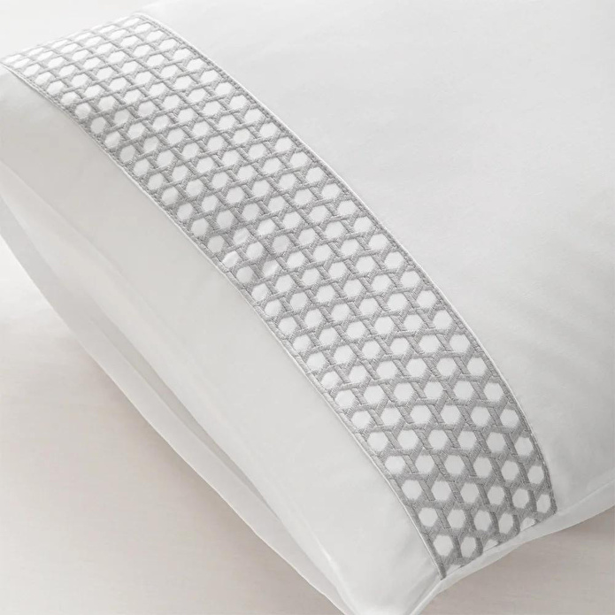 Penelope %100 Pamuk Saten Kumaş Nevresim Seti 260x240 Cm Beyaz Mavi - Regina Serisi