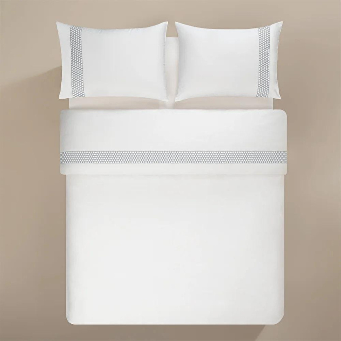 Penelope %100 Pamuk Saten Kumaş Nevresim Seti 260x240 Cm Beyaz Mavi - Regina Serisi