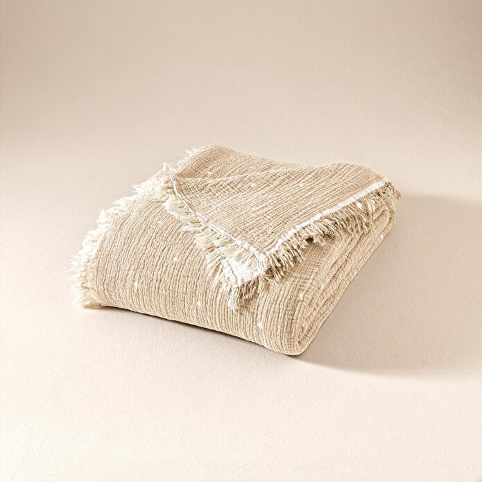 Penelope %100 Pamuk Müslin Yatak Örtüsü 160x240 Cm Bej - Glen Serisi