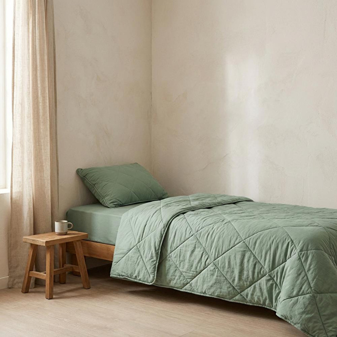Penelope Microfiber Kumaş Tek Kişilik Yeşil Yastık Yorgan Seti - Colors In Comfort