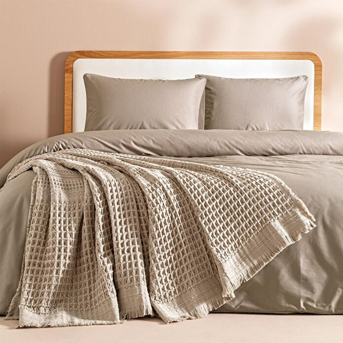 Penelope %100 Pamuk Dokuma Yatak Örtüsü 240x250 Cm Taş - Belinda Serisi