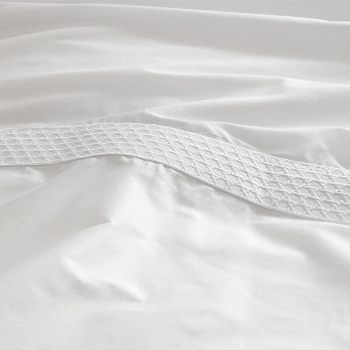 Penelope %100 Pamuk Saten Kumaş Nevresim Seti 260x240 Cm Beyaz - Regina Serisi