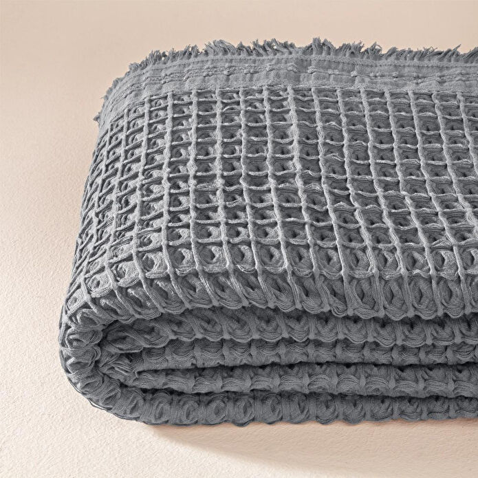 Penelope %100 Pamuk Dokuma Yatak Örtüsü 240x250 Cm Antrasit - Belinda Serisi