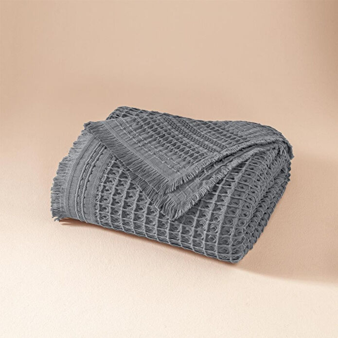 Penelope %100 Pamuk Dokuma Yatak Örtüsü 240x250 Cm Antrasit - Belinda Serisi