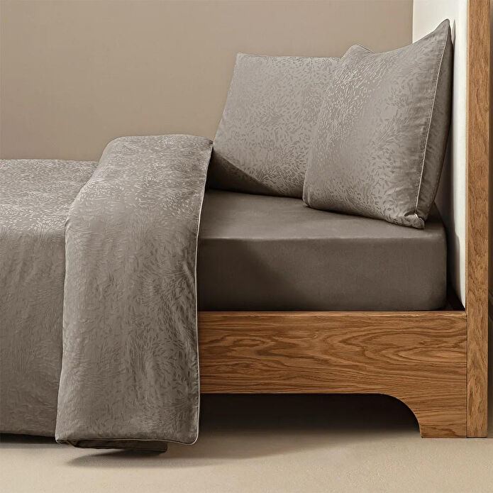 Penelope %100 Pamuk Saten Nevresim Seti 240x220 Cm Taş - Plume Serisi