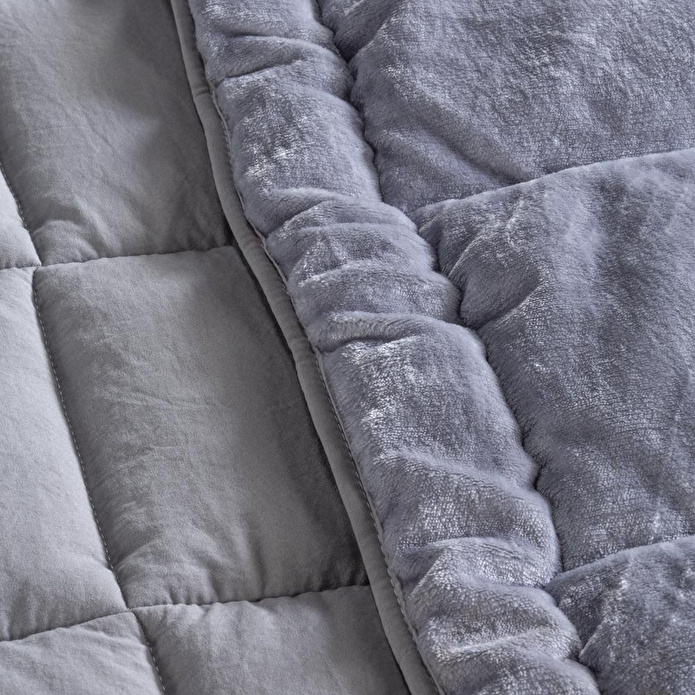 Penelope Çift Kişilik Çift Taraflı Welsoft Yorgan Gri 195x215 Cm - Velour Serisi