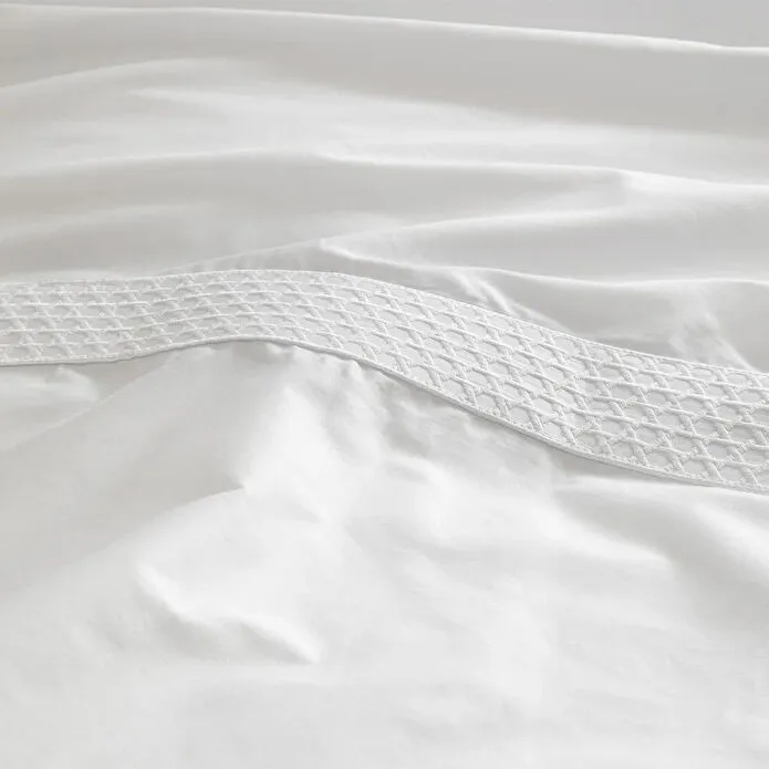 Penelope %100 Pamuk Saten Kumaş Nevresim Seti 240x220 Cm Beyaz - Regina Serisi