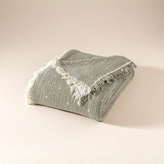 Penelope %100 Pamuk Müslin Yatak Örtüsü 160x240 Cm Gri - Glen Serisi