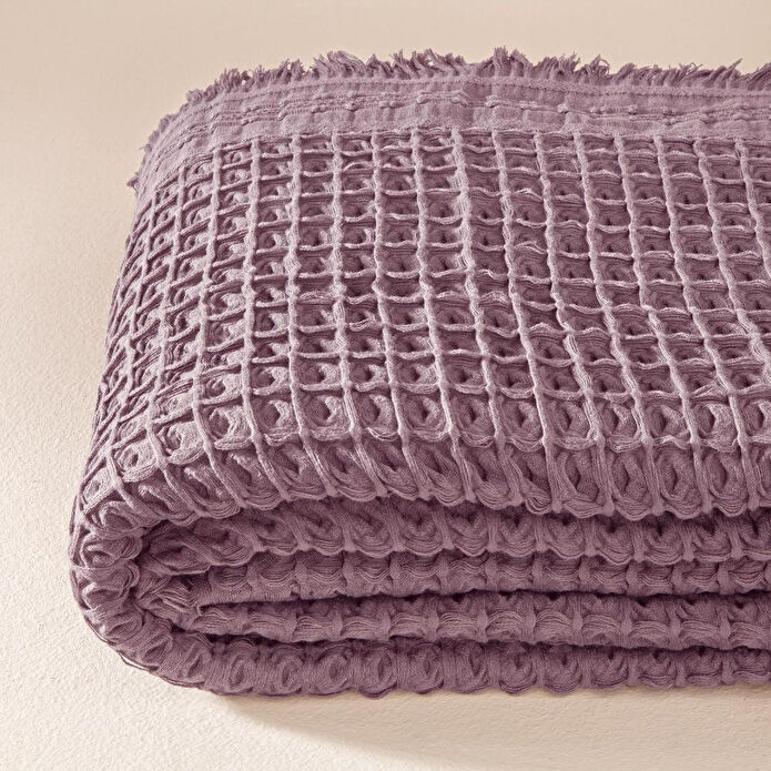 Penelope %100 Pamuk Dokuma Yatak Örtüsü 240x250 Cm Mürdüm - Belinda Serisi