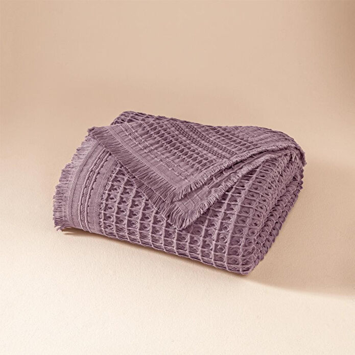 Penelope %100 Pamuk Dokuma Yatak Örtüsü 240x250 Cm Mürdüm - Belinda Serisi