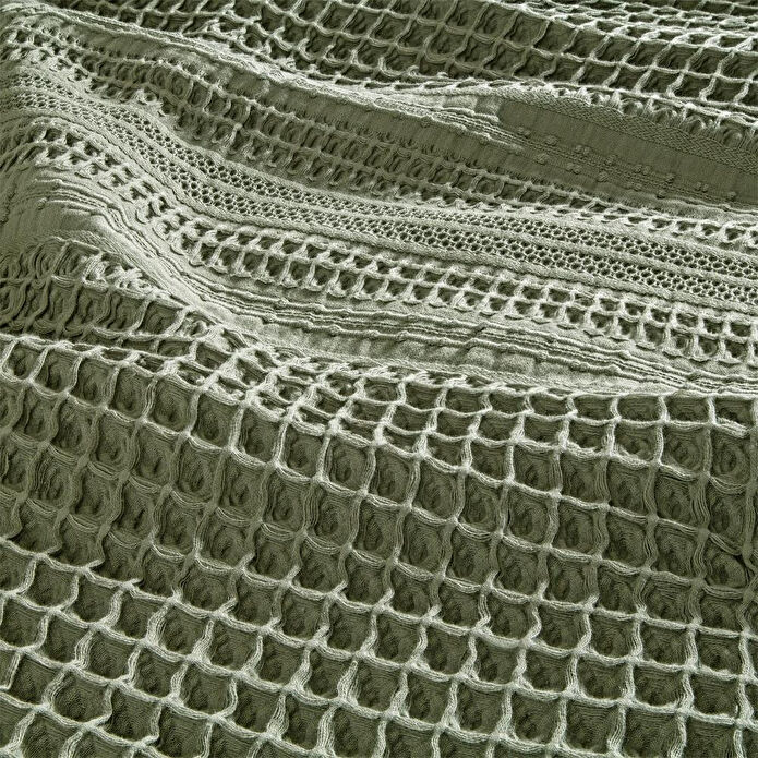 Penelope %100 Pamuk Dokuma Yatak Örtüsü 240x250 Cm Yeşil - Belinda Serisi