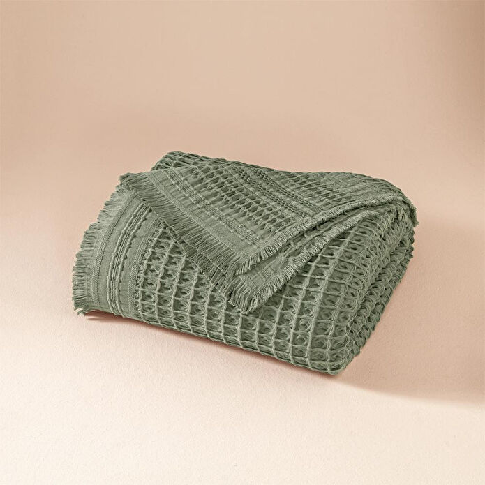 Penelope %100 Pamuk Dokuma Yatak Örtüsü 240x250 Cm Yeşil - Belinda Serisi