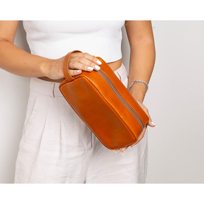 Bloominbag Bloombiel Desert Taba Hakiki Deri Seyahat Ve Makyaj Çantası