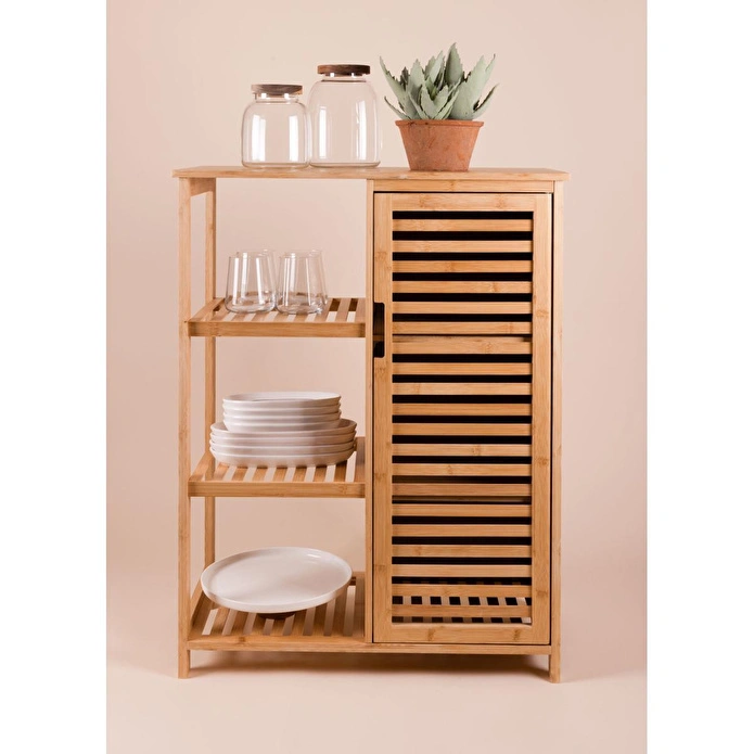 The Mia Bambu 4 Katlı Kapaklı Düzenleyici Dolap Raf 87x66x33 Cm