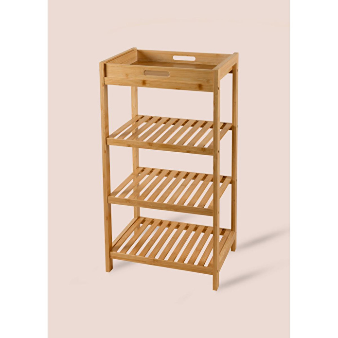 The Mia Bambu 4 Katlı Tepsili Düzenleyici Dolap Raf 75x40x30 Cm