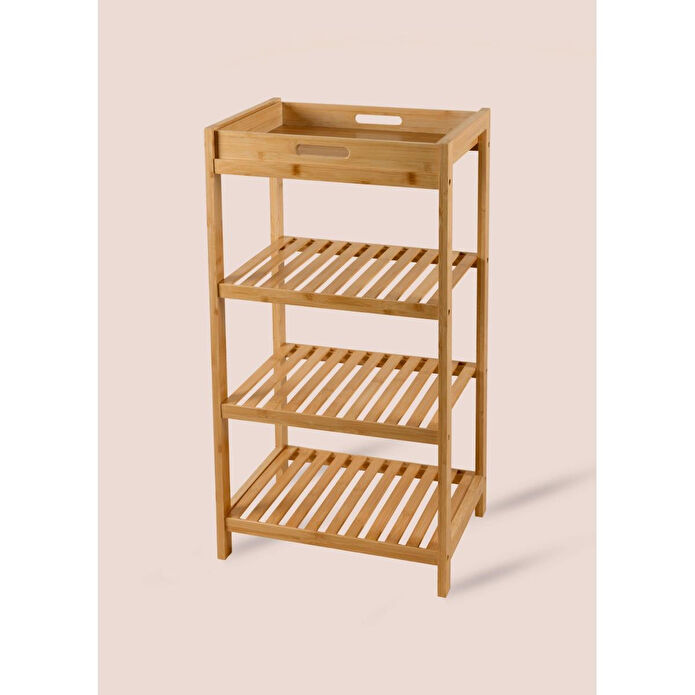 The Mia Bambu 4 Katlı Tepsili Düzenleyici Dolap Raf 75x40x30 Cm