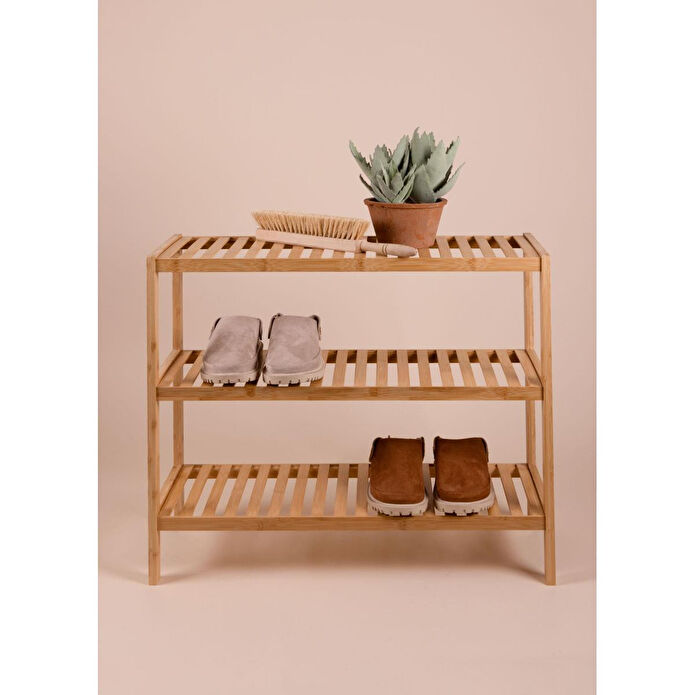The Mia Bambu 3 Katlı Düzenleyici Dolap Raf Ayakkabılık 70x59x26 Cm