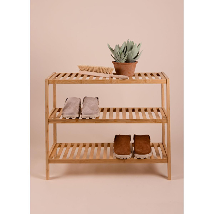 The Mia Bambu 3 Katlı Düzenleyici Dolap Raf Ayakkabılık 70x59x26 Cm