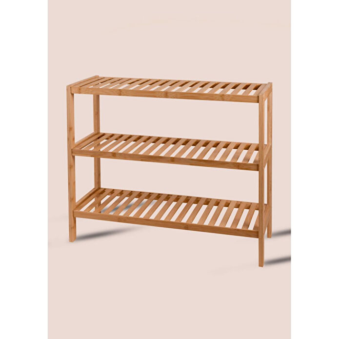 The Mia Bambu 3 Katlı Düzenleyici Dolap Raf Ayakkabılık 70x59x26 Cm