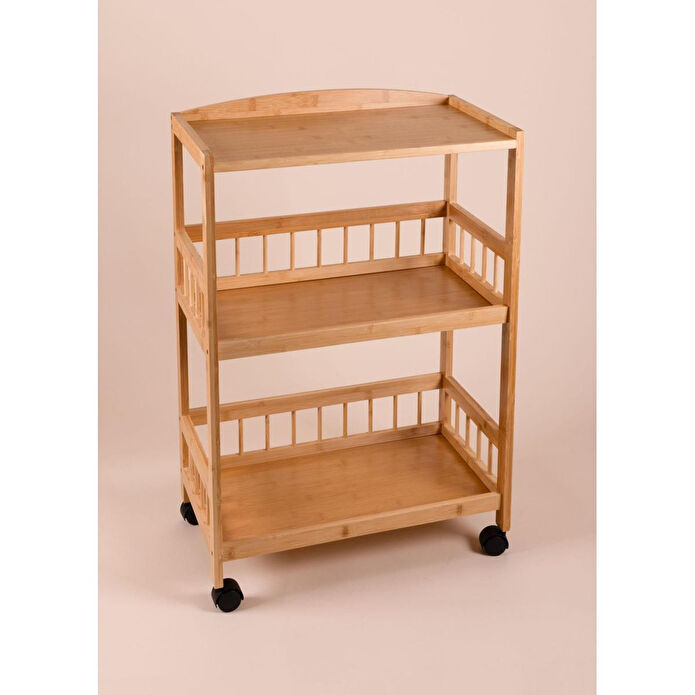 The Mia Bambu Tekerlekli 3 Katlı Düzenleyici Dolap Raf 80x53x30 Cm