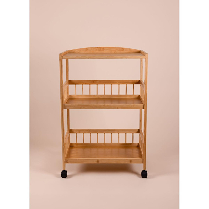 The Mia Bambu Tekerlekli 3 Katlı Düzenleyici Dolap Raf 80x53x30 Cm