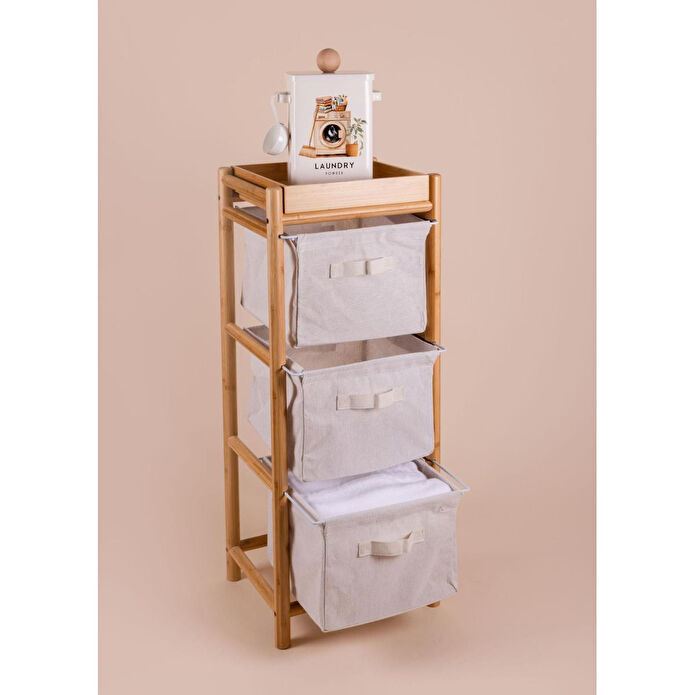 The Mia Bambu 3 Bez Çekmeceli Düzenleyici Dolap Raf 90x35x30 Cm