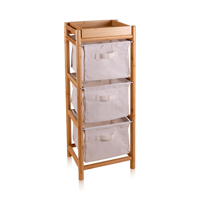 The Mia Bambu 3 Bez Çekmeceli Düzenleyici Dolap Raf 90x35x30 Cm