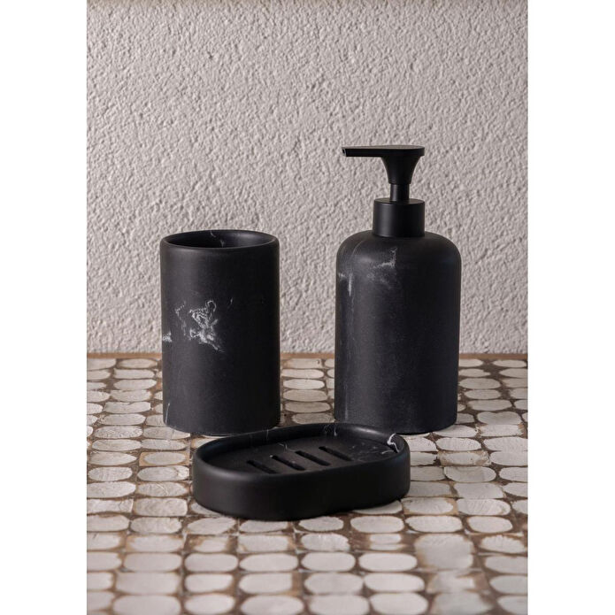 The Mia Marble Banyo Seti Siyah Siyah 3 Parça