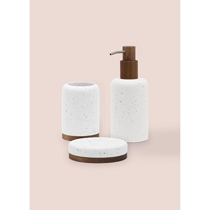 The Mia Travertine Banyo Seti Beyaz 3 Parça